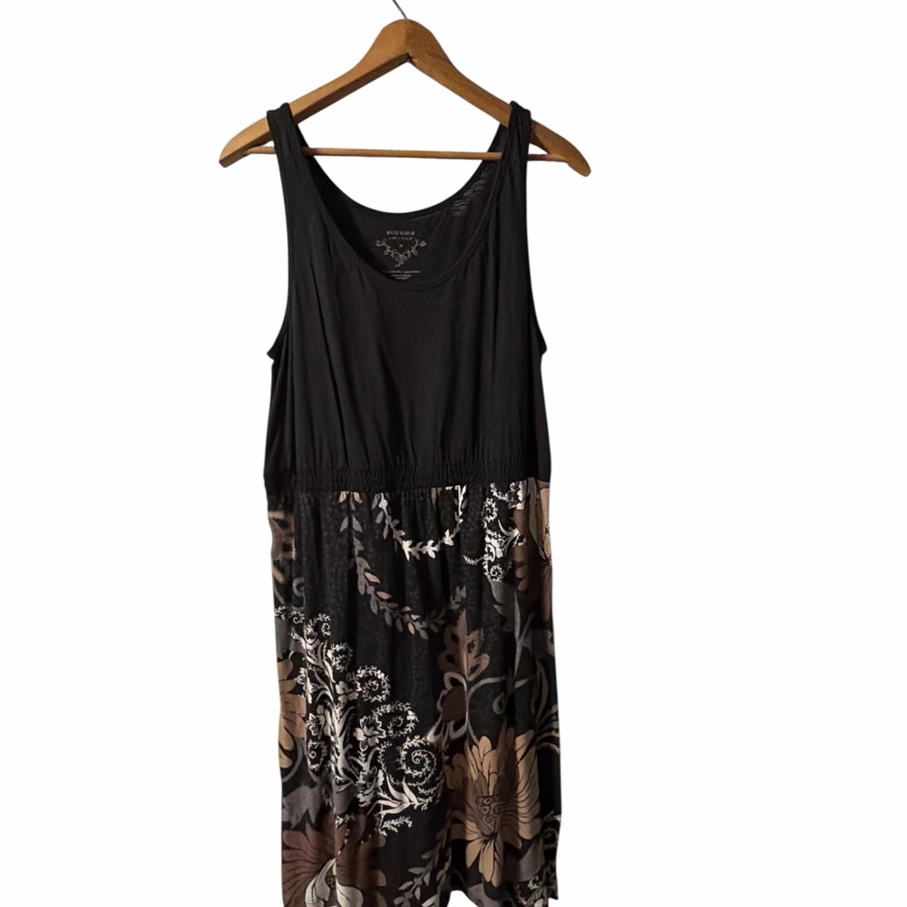 Sonoma Life + Style Black Floral Sleeveless Dress Size M